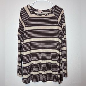 Coveted Clothing Brown Striped Long Sleeve Top